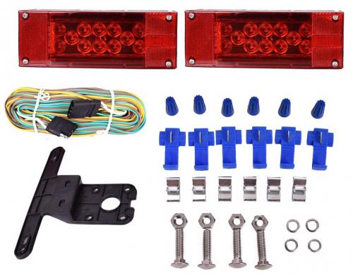 12V LED Low Profile Submersible Rectangular Trailer Light Kit