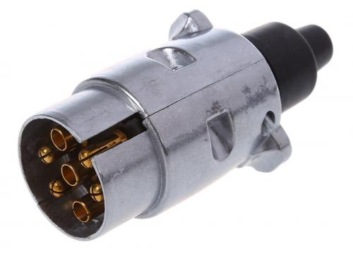 (R)7-Pin Trailer Plug Heavy Duty Round Pin 7-Pole Wiring Connector 12V Towbar Towing Caravan Truck Plug N Type Trailer End