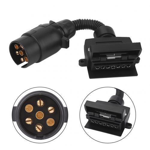 7 PIN Trailer Plug Adaptor Round Male to Flat Female